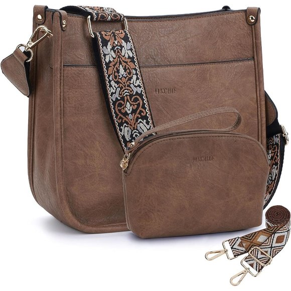 Crossbody Bag Purse for Women 2Pcs Leather Hobo Handbag Wallet Set With … - Picture 1 of 6
